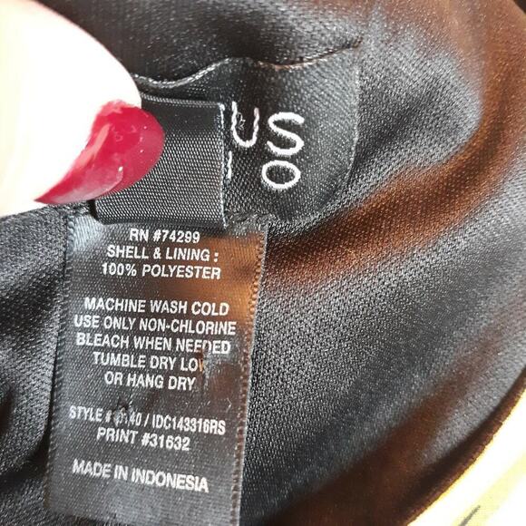 EnFocus Studio Dress Size 4 Palm Leaves Sleeveless Blues Tan Green Lightweight - Picture 9 of 10